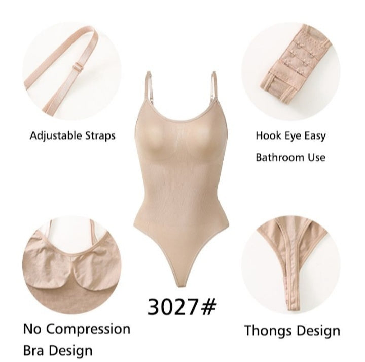 Tummy Controlling, Body Shaping & Sculpting Seamless Thong Bodysuit Shapewear
